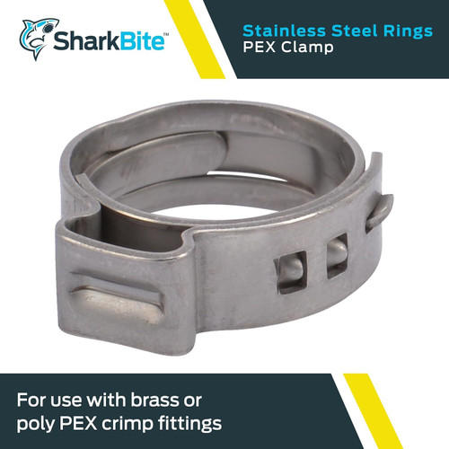 SharkBite UC953CP100  1/2" Stainless Steel Clamp Ring for PEX - 100 per Package Image 1