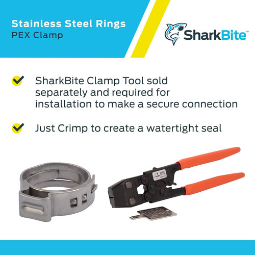 SharkBite UC953CP100  1/2" Stainless Steel Clamp Ring for PEX - 100 per Package Image 3