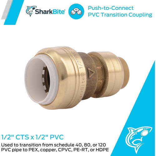 SharkBite UIP4008A  1/2" CTS x 1/2" PVC Push-to-Connect Transition Coupler Image 4