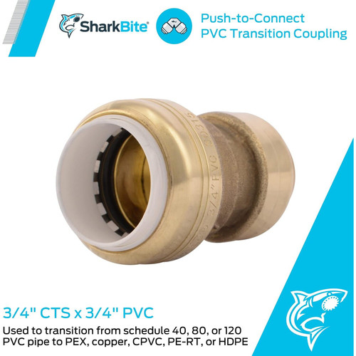 SharkBite UIP4016A  3/4" CTS x 3/4" PVC Push-to-Connect Transition Coupler Image 4