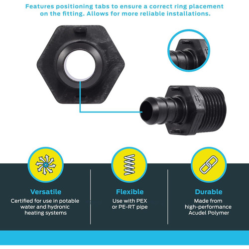 SharkBite UP120A5  1/2" Barb x 1/2" MNPT Poly Male Connector for PEX - 5 per Package Image 2
