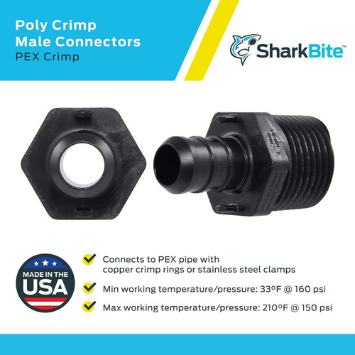 SharkBite UP120A5  1/2" Barb x 1/2" MNPT Poly Male Connector for PEX - 5 per Package Image 3