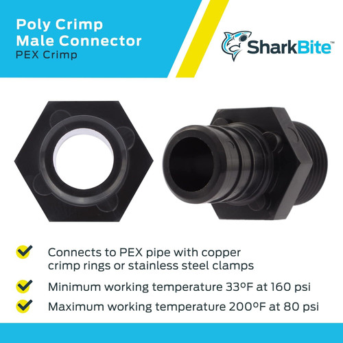 SharkBite UP138A  3/4" Barb x 1/2" MNPT Poly Male Connector for PEX Image 3