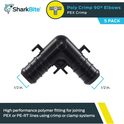 SharkBite UP248A5  1/2" x 1/2" Barbed Poly 90 Degree Elbow for PEX - 5 per Package Image 1