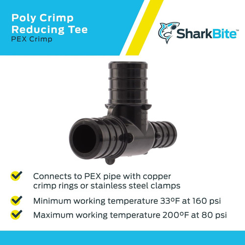 SharkBite UP444A5  3/4" x 1/2" x 3/4" Barbed Poly Reducing Tee for PEX - 5 per Package Image 3