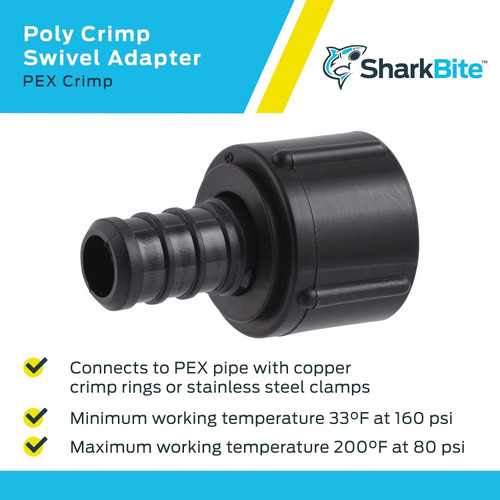 SharkBite UP526A5  1/2" Barb x 1/2" NPSM Poly Swivel Adapter for PEX -  5 per Package Image 3