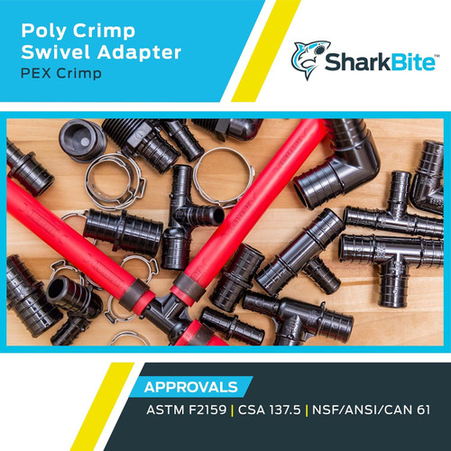 SharkBite UP526A5  1/2" Barb x 1/2" NPSM Poly Swivel Adapter for PEX -  5 per Package Image 4