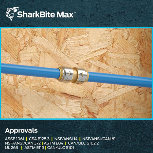 SharkBite Max UR008A4  1/2" x 1/2" Push-to-Connect Brass Coupler for PEX - 4 per Package Image 5