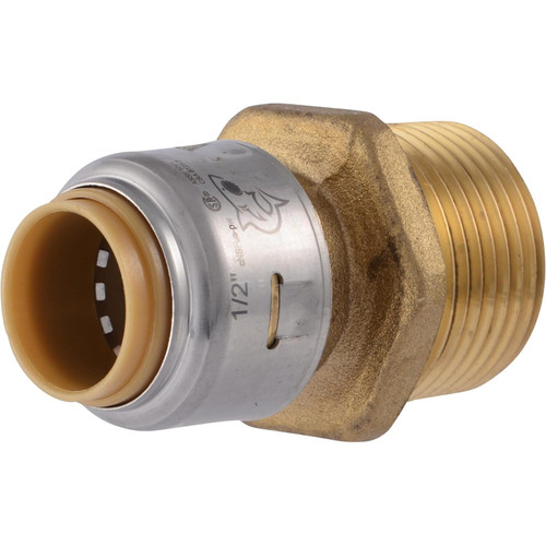 SharkBite Max UR116A  1/2" Push-to-Connect x 3/4" MNPT Brass Male Reducing Adapter for PEX Image 0