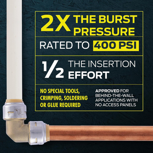 SharkBite Max UR120A  1/2" Push-to-Connect x 1/2" MNPT Brass Male Adapter for PEX Image 2