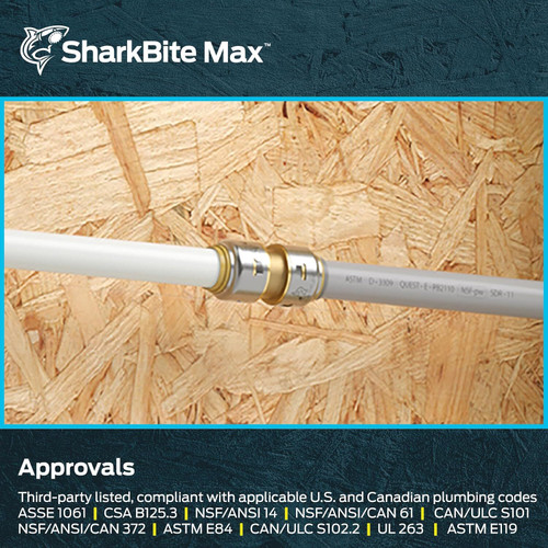 SharkBite Max UR4008A  1/2" CTS x 1/2" PVC Push-to-Connect Transition Coupler Image 5