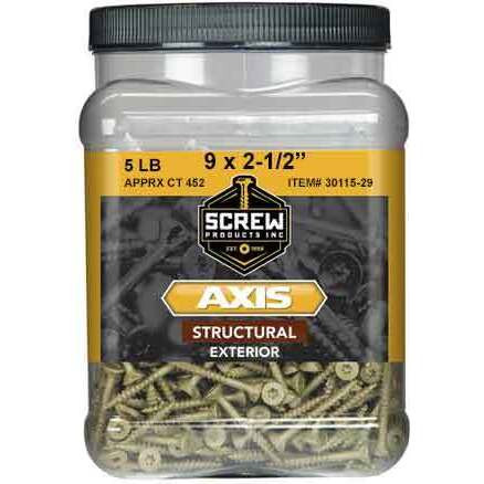 Screw Products 30115-29  AXIS #9 x 2-1/2" (T20-Drive) ZYTEC XT General Exterior Structural Wood Screws - 5-lb Jar (approx. 452) Image 1