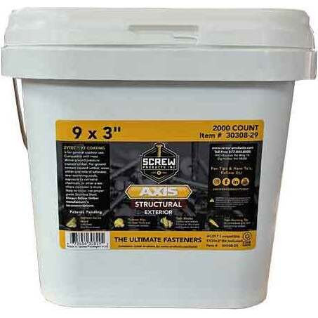 Screw Products 30308-29  AXIS #9 x 3" (T20-Drive) ZYTEC XT General Exterior Structural Wood Screws - 2000 per Pail Image 1