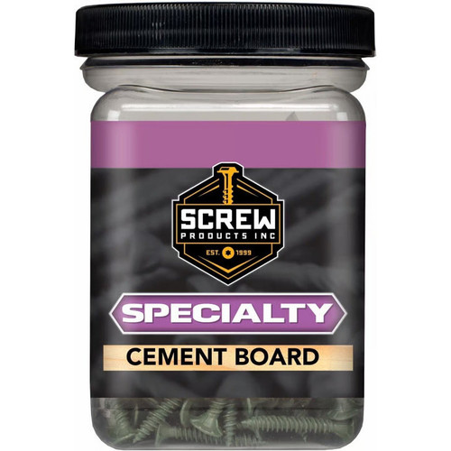 Screw Products CB158S-5  Specialty #8 x 1-5/8" (T25-Drive) Ceramic Coated Sharp Point Cement Board Screws - 5-lb Jar (approx. 650) Image 1