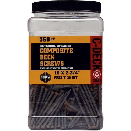 Screw Products CD234TK350  C-Deck #10 x 2-3/4" (T20-Drive) Composite Deck Screws in Teak - 350 per Jar Image 1