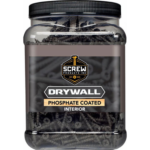 Screw Products DW-6114C-5  Black Phillips Bugle Head #6 x 1-1/4" Drywall Screws with Sharp Point - 5-lb Jar (approx. 1290) Image 1