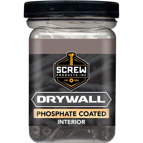 Screw Products DW-6118F-1  Black Phillips Bugle Head #6 x 1-1/8" Drywall Screws with Sharp Point - 1-lb Jar (approx. 276) Image 1