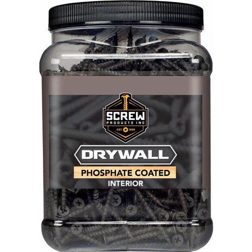 Screw Products DW-6118F-5  Black Phillips Bugle Head #6 x 1-1/8" Drywall Screws with Sharp Point - 5-lb Jar (approx. 1380) Image 1