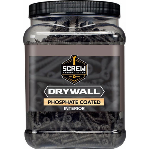 Screw Products DW-8200C-5  Black Phillips Bugle Head #8 x 2" Drywall Screws with Sharp Point - 5-lb Jar (approx. 675) Image 1