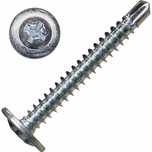 Screw Products MT-08114D-1  Specialty #8 x 1-1/4" Phillips Drive Modified Truss Head K-Lath Screws with Self-Drill Point - 1-lb Jar Image 0