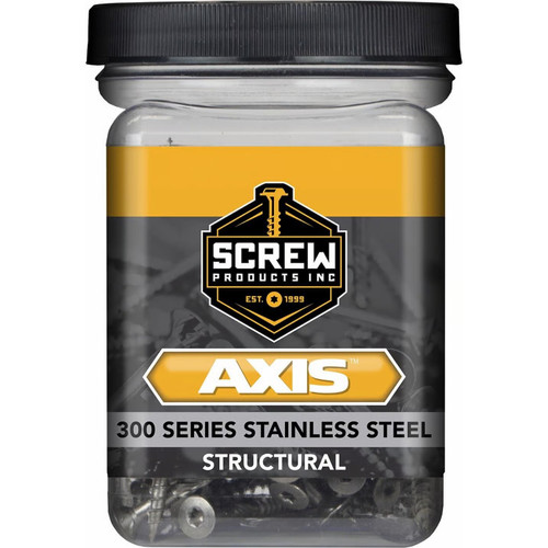 Screw Products 30132  AXIS #8 x 1-1/2" (T20-Drive) 300 Series Stainless Steel Structural Wood Screws - 1-lb Jar (approx. 178) Image 1