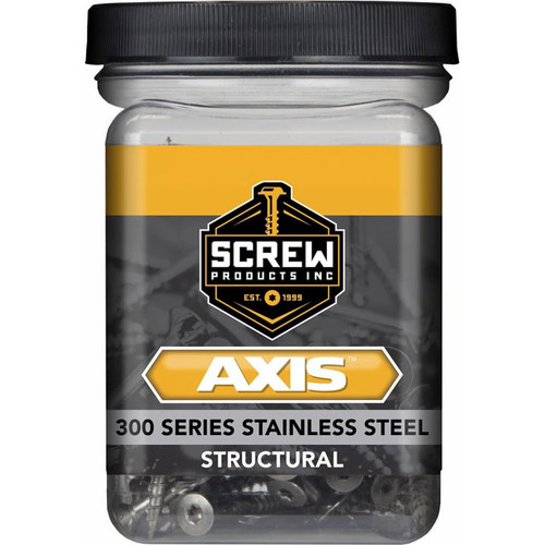 Screw Products 30133  AXIS #9 x 2" (T20-Drive) 300 Series Stainless Steel Structural Wood Screws - 1-lb Jar (approx. 113) Image 1