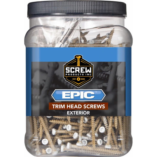 Screw Products 30141-29-WHIT  EPIC #9 x 2" (T20-Drive) ZYTEC XT General Exterior Trim Head Screws with Painted White Heads - 1-lb Jar (approx. 98) Image 1