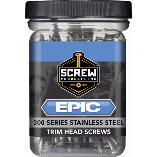 Screw Products 30145  EPIC #9 x 1-5/8" (T20-Drive) 300 Series Stainless Steel Trim Head Screws - 1-lb Jar (approx. 147) Image 1