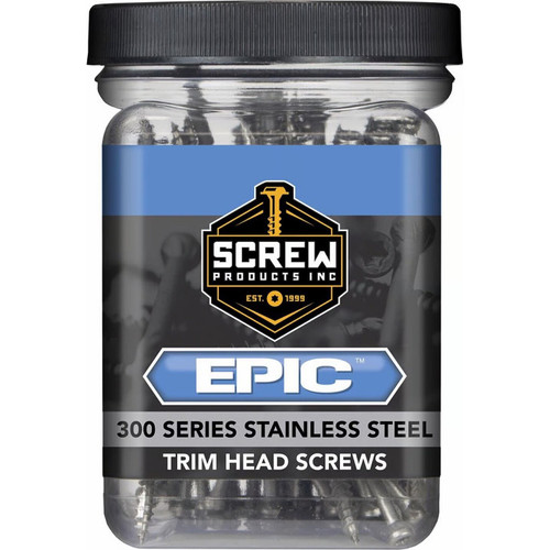 Screw Products 30148  EPIC #9 x 3" (T20-Drive) 300 Series Stainless Steel Trim Head Screws - 1-lb Jar (approx. 81) Image 1