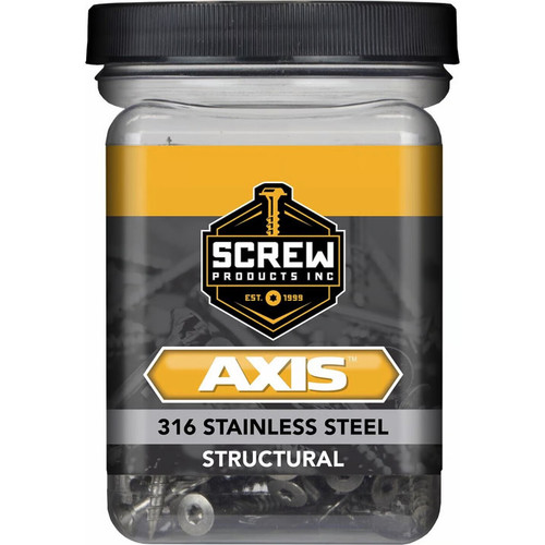 Screw Products 30323  AXIS #10 x 2-1/2" (T20-Drive) 316 Stainless Steel Structural Wood Screws - 1-lb Jar (approx. 70) Image 1