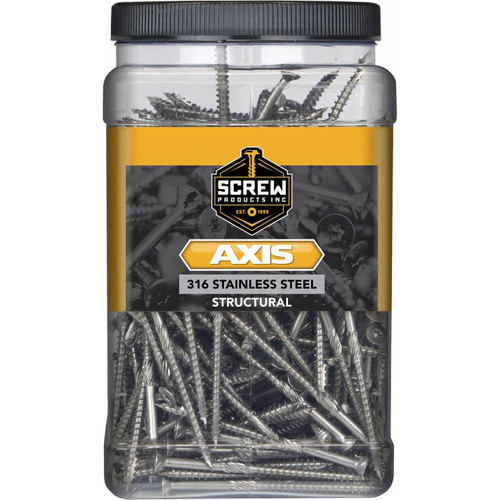 Screw Products 30324  AXIS #10 x 2-1/2" (T20-Drive) 316 Stainless Steel Structural Wood Screws - 5-lb Jar (approx. 349) Image 1