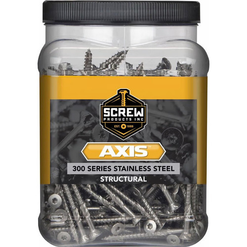 Screw Products 30331  AXIS #10 x 3" (T20-Drive) 300 Series Stainless Steel Structural Wood Screws - 5-lb Jar (approx. 302) Image 1