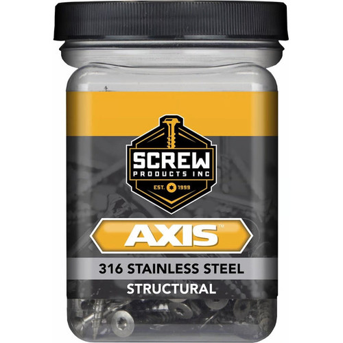 Screw Products 30334  AXIS #10 x 3" (T20-Drive) 316 Stainless Steel Structural Wood Screws - 1-lb Jar (approx. 60) Image 1