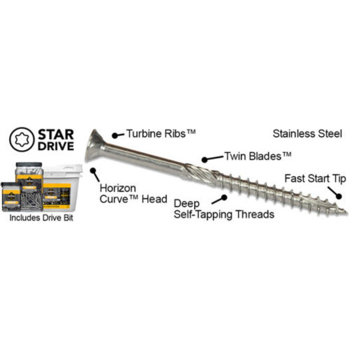 Screw Products 30351  AXIS #10 x 4" (T20-Drive) 300 Series Stainless Steel Structural Wood Screws - 1-lb Jar (approx. 46) Image 3
