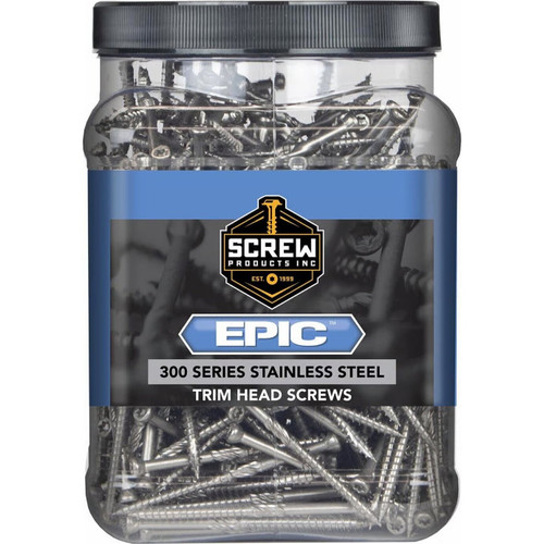 Screw Products 30421  EPIC #9 x 2-1/2" (T20-Drive) 300 Series Stainless Steel Trim Head Screws - 5-lb Jar (approx. 462) Image 1