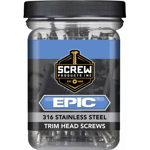 Screw Products 30424  EPIC #9 x 2-1/2" (T20-Drive) 316 Stainless Steel Trim Head Screws - 1-lb Jar (approx. 92) Image 1