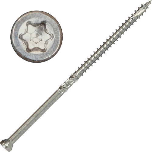 Screw Products 30439  EPIC #9 x 4" (T20-Drive) 300 Series Stainless Steel Trim Head Screws - 1-lb Jar (approx. 60) Image 0