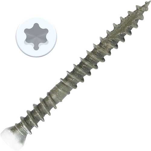 Screw Products 30107-12-WHIT  PICO #8 x 1-5/8" (Tx15-Drive) ZYTEC GX General Exterior White Painted Finish Head Wood Screws - 1-lb Jar (approx. 206) Image 0