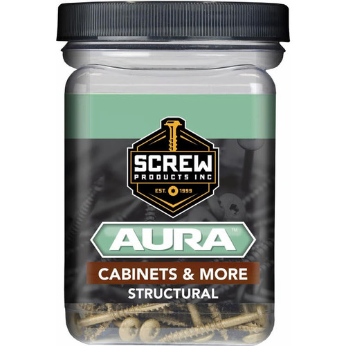 Screw Products 30153-12  AURA #10 x 1-1/2" (T20-Drive) ZYTEC GX Exterior Screws for Cabinetry & More - 1-lb Jar (approx. 95) Image 1