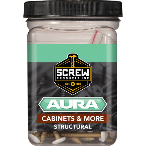 Screw Products 30155-12-WHIT  AURA #10 x 3" (T20-Drive) ZYTEC GX Exterior Screws with White Painted Heads for Cabinetry & More - 1-lb Jar (approx. 55) Image 1