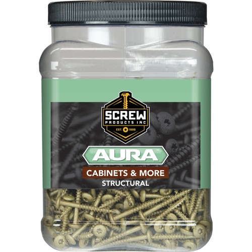 Screw Products 30174-12  AURA #8 x 1-1/4" (T20-Drive) ZYTEC GX Exterior Screws for Cabinetry & More - 5-lb Jar (approx. 938) Image 1