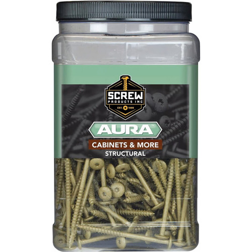 Screw Products 30197-12  AURA #10 x 3" (T20-Drive) ZYTEC GX Exterior Screws for Cabinetry & More - 5-lb Jar (approx. 281) Image 1