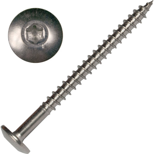 Screw Products 30499  AURA #10 x 2-1/2" (T20-Drive) 300 Series Stainless Steel Screws for Cabinetry & More - 1-lb Jar (approx. 71) Image 0