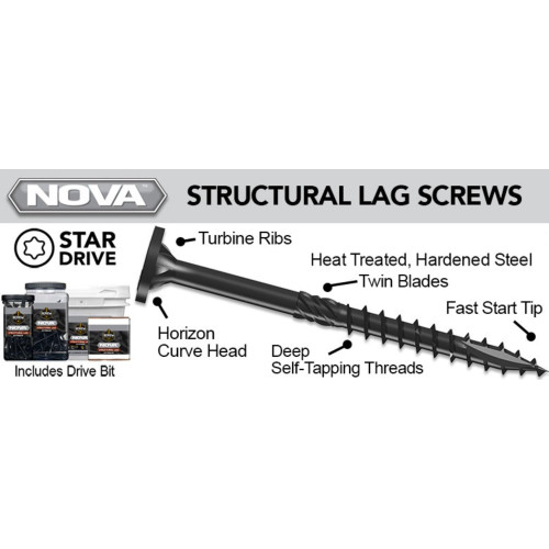 Screw Products 30512  NOVA #14 x 1-1/2" (T30-Drive) ZYTEC GX Exterior Structural Lag Screws - 50 per Jar Image 3