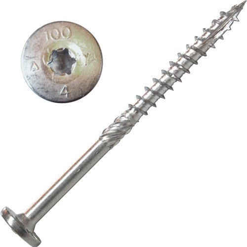 Screw Products 30929  NOVA #16 x 4" (T30-Drive) 316 Stainless Steel Structural Lag Screws - 50 Individually Tagged per Package Image 0