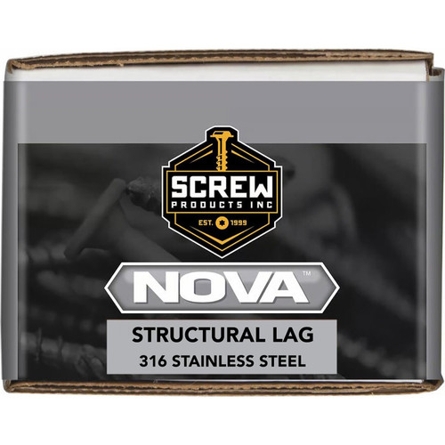 Screw Products 30929  NOVA #16 x 4" (T30-Drive) 316 Stainless Steel Structural Lag Screws - 50 Individually Tagged per Package Image 1