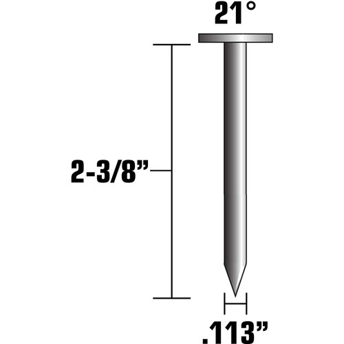 Metabo HPT 10160HPT  2-3/8" x 0.113" Smooth Shank Full Round Head Hot Dipped Galvanized 21° Plastic Strip Sheathing Nails - 5000 per Box Image 1