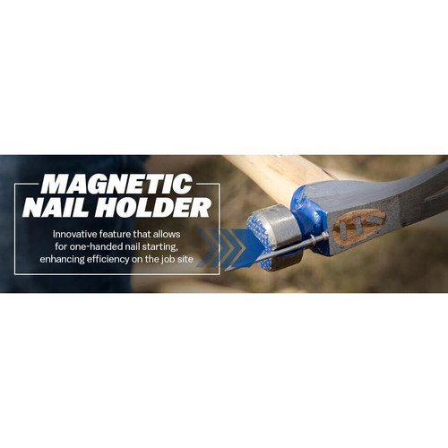 Vaughan VN11601  CF2P California Framer Hammer, 19 oz Smooth, Nail Starter Straight Hickory Handle Image 4