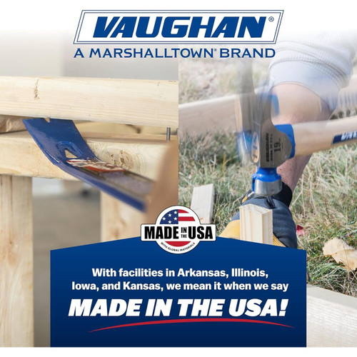 Vaughan VN11601  CF2P California Framer Hammer, 19 oz Smooth, Nail Starter Straight Hickory Handle Image 5