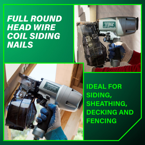 Metabo HPT 13363HPT  1-3/4" x 0.092 Full Round Head Ring Shank Hot Dipped Galvanized 15° Wire Coil Siding Nails - 3600 per Box Image 4